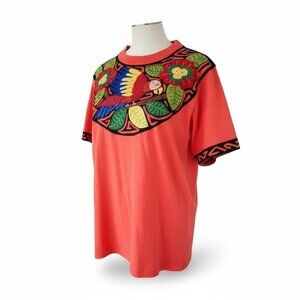 Cattleya Colorful Embroidered Parrot Top | Boho Festival Shirt | Size L